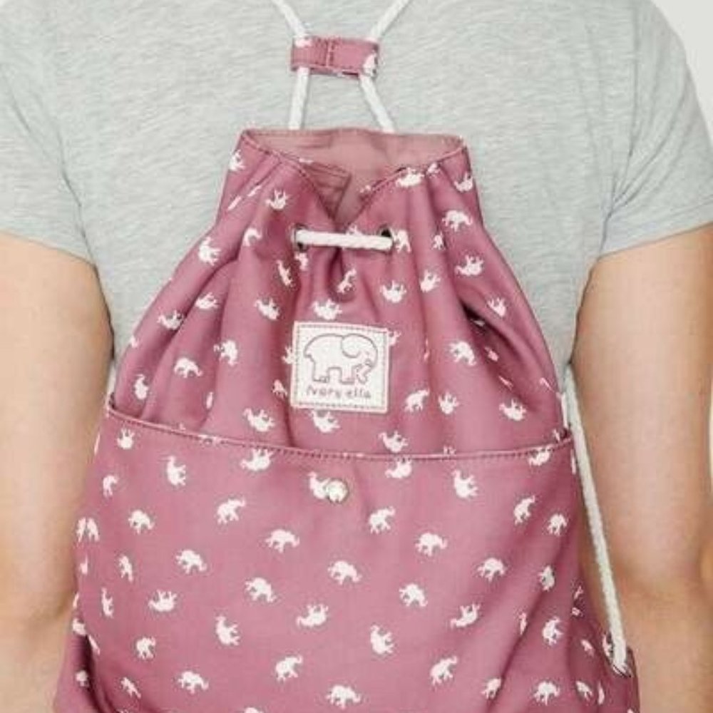 Ivory Ella Drawstring Backpack Bag Purse Mauvewood